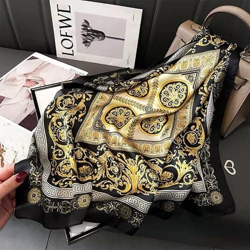 27.5" Silk Scarf of Women's Fashion Head Scarf Square Neck Satin Scarfs for Bag Hair Scarves Gift thumbnail 2