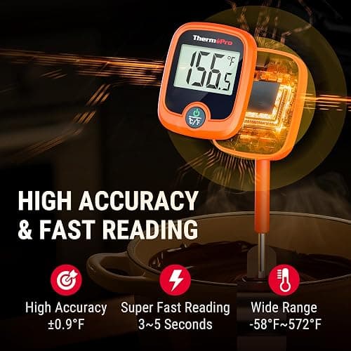 ThermoPro TP509 Candy Thermometer with Pot Clip, 10" Long Probe Instant Read Meat Food Thermometer with LCD, Cooking Oil Thermometer Deep Frying Thermometer for Candy Maple Syrup Sugar Brewing Making thumbnail 4