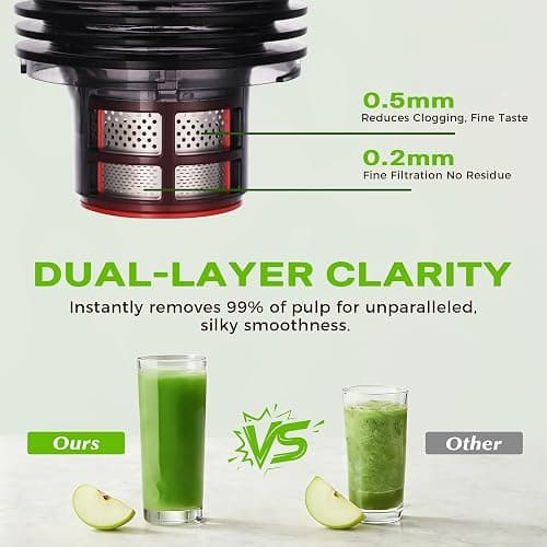 Cold Press Juicer, Juicer Machines with 5.3" Wide Feed Chute, Slow Masticating Juicer for High Yield with Whole Fruits and Vegetables (Black) thumbnail 5