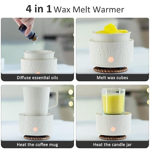 EQUSUPRO Wax Melt Warmer for Scented Wax Melts 3-in-1 Electric Ceramic Candle Wax Warmer Burner Fragrance Wax Melter for Home Office Bedroom Gift & Decor (Leaf) thumbnail 4