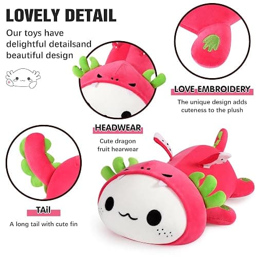 Onsoyours Cute Axolotl Dragon Fruit Plush, Soft Stuffed Animals Axolotl Pitaya Plush Pillow, Kawaii Plushie Toy for Kids (Axolotl Dragonfruit B, 13") thumbnail 4