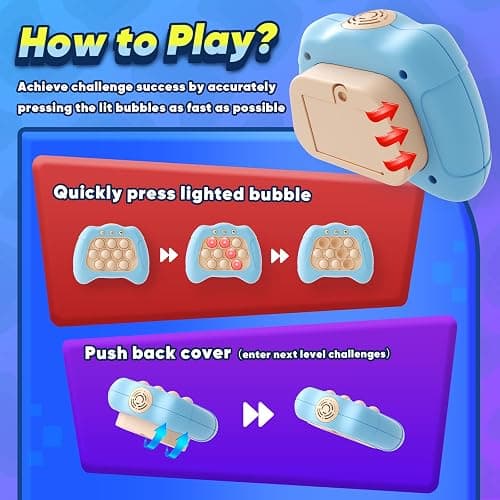 Byserten Handheld Game for Kids 6-12, Sensory Fidget Toys for Kids 8-12, Birthday Gifts for 6 7 8 9 Year Old Boys & Girls & Teens-Blue thumbnail 7