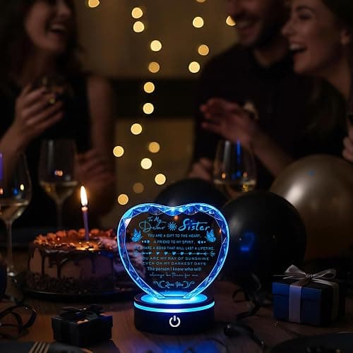 Ghtixsu Sister Gifts Crystal Keepsake with LED Base, Laser Engraved Sister Gift from Sister, Soul Sister Presents for Women, Unique Big Sister Birthday Gifts for Girls, Best Sister Ever Gifts thumbnail 8