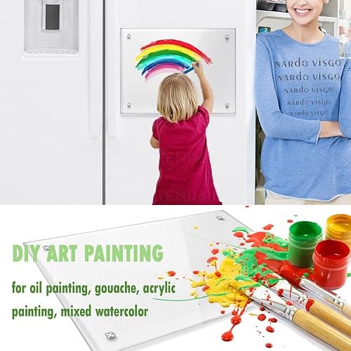 Acrylic Note Board Refrigerator Dry Erase Board Magnetic Clear 15”x11 Includes 4 Dry Erase Markers thumbnail 5