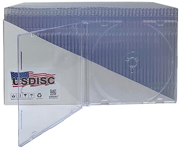 USDISC CD Jewel Cases Slimline 5.2mm, Single 1 Disc, Clear, Pack of 25 - Image 1