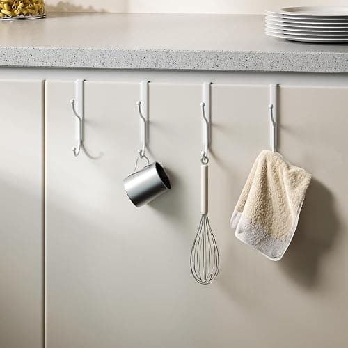 niffgaff Over Door Hook 4-Pack - Heavy Duty Door Hook with Support Pads, No Drilling Required, Anti-Rust Door Hanger, 6.5 Inches Tall, Fits Interior Doors Up to 1⅜ Inches Thick, Alloy Metal, White - 1 3/8 in - White thumbnail 7