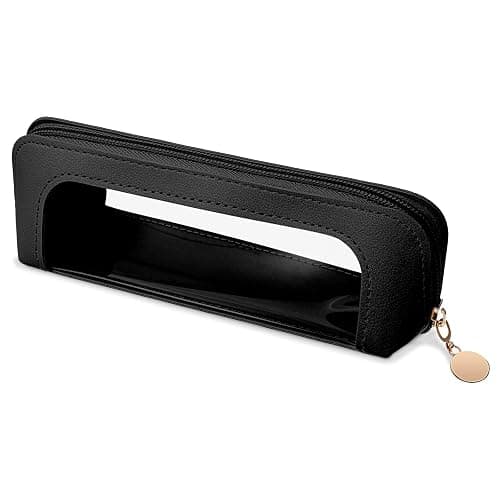 YQQYG Black Makeup Brush Bag, Clear Makeup Bag Travel Makeup Brush Holder Toiletry Bag with Zipper, Cosmetics Makeup Bag Purse Organizer for Women - Image 1