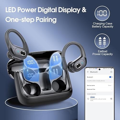 Wireless Earbuds 75hrs Bluetooth 5.4 Headphone Sport, 2026 Bluetooth Earbuds Stereo Deep Bass Over Ear Bud with Earhooks, ENC Noise Cancelling Mic, IPX7 Waterproof Earphone for Gym/Running/Workout thumbnail 6