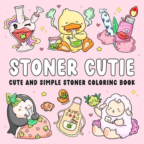 Stoner Cutie: Cute and Simple Stoner Coloring Book for Adults Featuring 40 Trippy Animal Characters and Psychedelic Stoner-Themed Designs for Relaxation and Stress Relief - Image 1