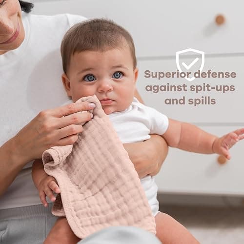 Comfy Cubs Muslin Burp Cloths 20" x 10", Pack of 10 - Large, 6-Layer, Ultra Absorbent 100% Cotton for Baby Drool and Messes - Soft, Safe & Gentle Baby Burp Cloths for Boys & Girls - Multi thumbnail 4