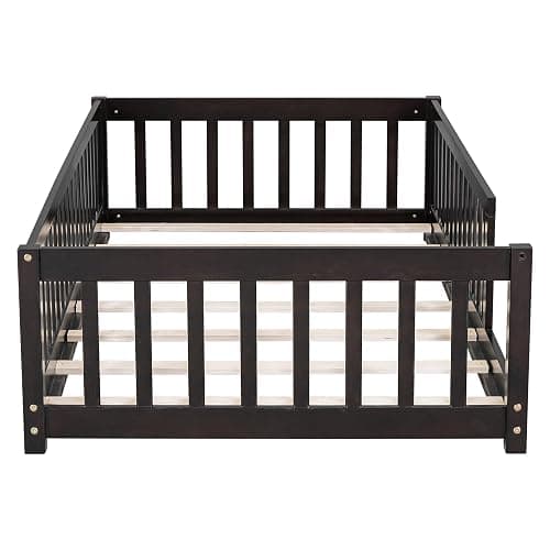 Twin Size Kids Montessori Floor Bed (Walnut) thumbnail 4