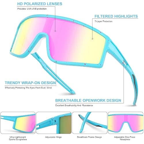 Kegrimi Kids Polarized Sunglasses Youth Baseball Sun Glasses for Boys Girls | Softball Glasses with UV Protection, Gifts for Toddler Boys, Sports Gear Baseball and Cycling Accessories for 3-12 Teen thumbnail 6
