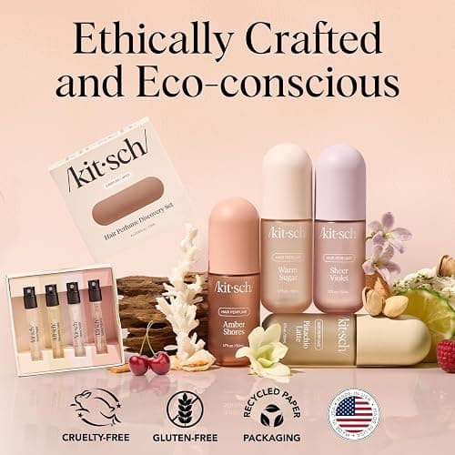 Kitsch Hair Perfume For Women (Discovery Set) - Pistachio Latte, Warm Sugar, Sheer Violet & Amber Waves - Patented Odor-Eliminating Technology, Hair Spray and Body Mist - 4 x 1.5ml thumbnail 7