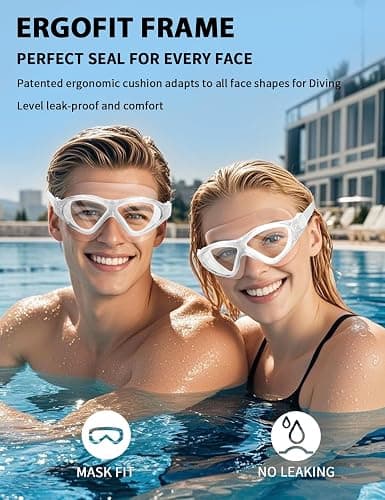 Otionus Adult Swim Goggles, Liquid Silicone Anti Fog Swimming Goggles for Men and Women with Anti-Fog/UV & 180° Clear View thumbnail 5
