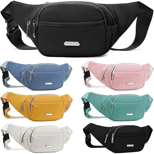 6 Pieces Crossbody Bags for Men Women, 6 Colors Adjustable Fanny Pack with Large Pockets, Waterproof Waist Money Belts, Shoulder Pouch, Portable Chest Bag for Travel Shopping Running Sport School - Image 1