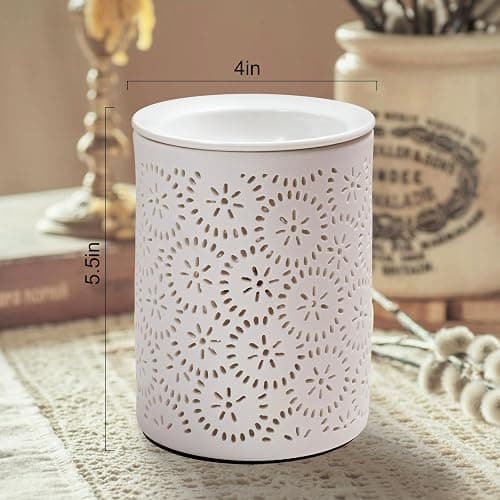 Floral Wax Melts Warmer, Ceramic Wax Warmer for Scented Waxes, Fragrance Oil WaxMelter, Electric Waxes Burner for Home Decor, Yoga, Bath, Relaxing Spa Gifts for Women thumbnail 2