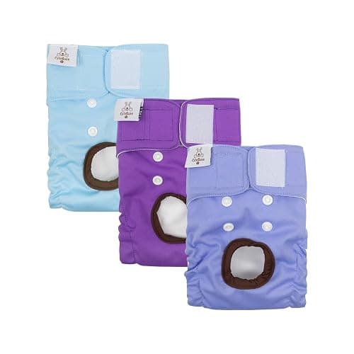 CuteBone Dog Diapers Female Washable Small Medium Large 3 Pack Reusable Doggie Diapers Puppy Period Pants for Doggy Heat Cycle Peeing thumbnail 2