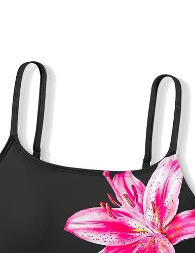 Boiltcat Girls Swimsuit High Waisted Contrast Striped 3 Piece Bathing Suit Bikini with Cover Up 9-16 Years thumbnail 7