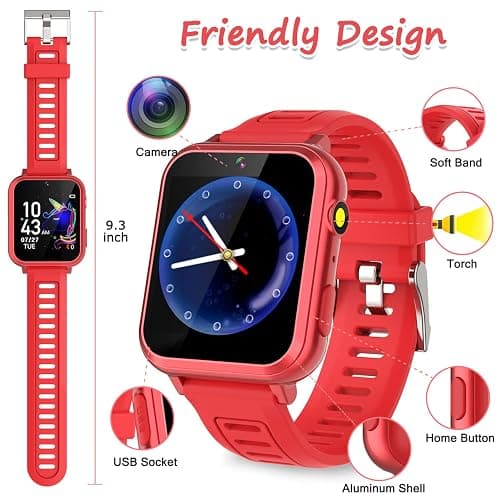 Wiszodet Smart Watch for Kids - Kids Smart Watch Girls Boys Gifts for 4-12 Years Old with 24 Games Camera Video Music Player Flashlight Alarm Clock Pedometer Birthday for Boys Girls Age 6 7 8 9 thumbnail 4