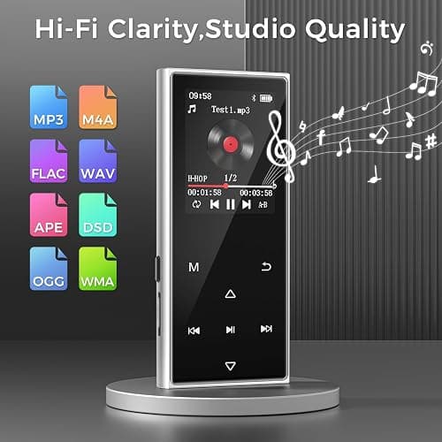 128GB MP3 Player with Bluetooth 5.3, AGXOV Music Player with Built-in HD Speaker, FM Radio, Voice Recorder, HiFi Sound, E-Book, Earphones Included (D50) (Black) thumbnail 5