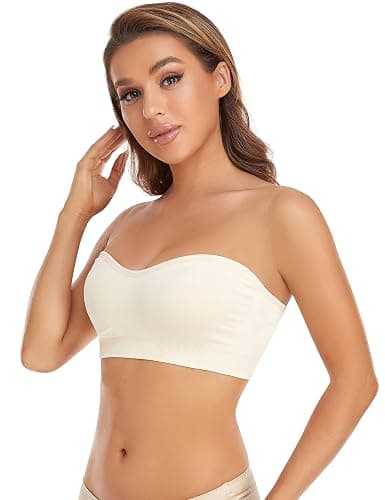 Lusait Strapless Bra for Women Non-Slip Silicone Padded Bandeau Bra Wireless Tube Top Bralette thumbnail 4
