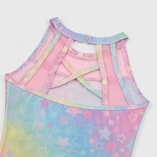 Tstiti Gymnastics Leotards for Girls Clasp Back 4-Piece | for 3-12 Years, including leotard, shorts, Scrunchie, storage bag, Sleeveless, Stretchy Fabric, Clasp Back, Mesh thumbnail 7