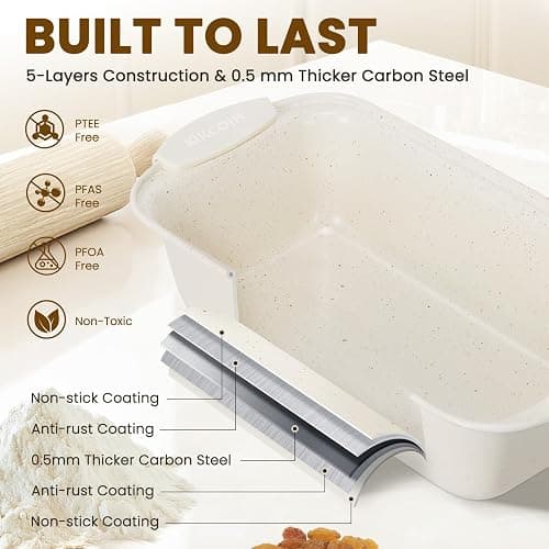 Kikcoin 22 PCS Nonstick Baking Pans Set, Stackable Bakeware Sets with Silicone Handles, 450°F Oven Safe Baking Sheet Set, Easy Release Cookie Sheets for Baking, Cream thumbnail 4