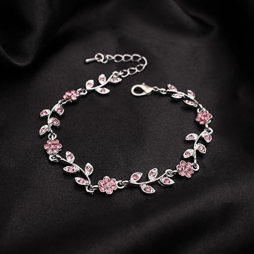 Enrwin Austrian Crystal Rhinestone Choker Necklace Dangle Earring Link Bracelet Jewelry Set for Brides Bridesmaid Prom Costume Accessories for Women thumbnail 6