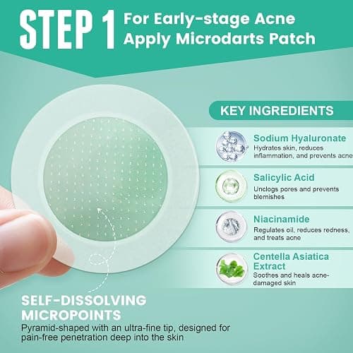 3-Step Microdart Pimple Patches Set – 83 Count, including 9 Microdarts Pimple Patches, 50 Pimple Poppers, and 24 Hydrocolloid Patches thumbnail 3