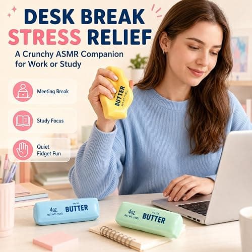 Crunchy Butter Squishy Asmr Bead Filled, Slow Rising Squeeze Fidget Toy | Durable Portable Slow Rebound Calming Tool for Kids Adults thumbnail 7