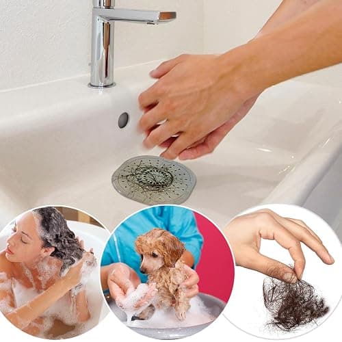 Hair Drain Catcher,Square Drain Cover for Shower Strong Adhesion Silicone Hair Stopper with Suction Cup,Easy to Install Suit for Bathroom,Bathtub,Kitchen 2 Pack (Cream White) thumbnail 3