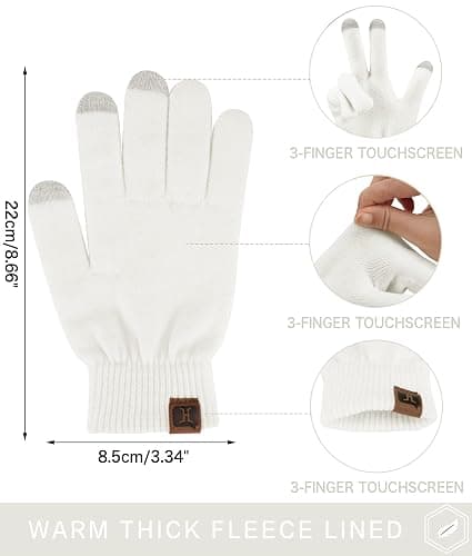 FZ FANTASTIC ZONE Women's Winter Touchscreen Wool Magic Gloves Warm Knit Fleece Lined for Women thumbnail 2