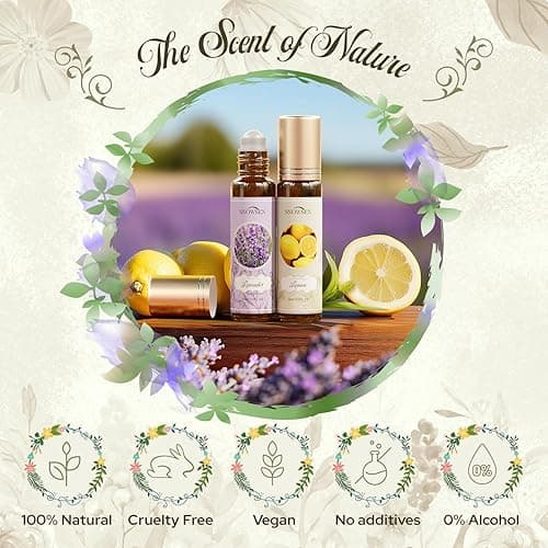 SNOWSEN Essential Oils Roll On Set, Natural Aromatherapy Oils for Skin, with Glass Rollerball, Lavender, Peppermint, Frankincense, Eucalyptus, Lemon, Myrrh, Essential Oil Roll On Gift Set, 6 x 10ml thumbnail 9
