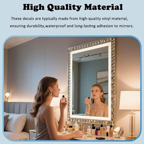 ZONICE You Look Amazing Mirror Decal - 18 x 2.5 Inch Mirror Vinyl Slogan Wall Sticker for Bedroom,Living Room,Office,Bathroom,Beauty Salon,Hair Salon.Inspirational Quotes Decal for Women,Girl,Student thumbnail 5
