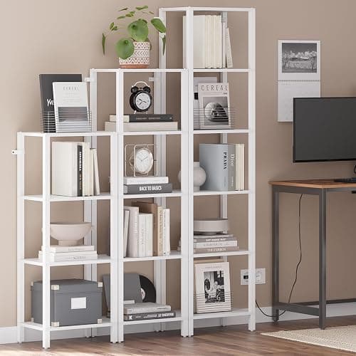 TUTOTAK Bookshelf, 6-Tier Tall Book Shelf, Narrow Bookcase for Small Space, DIY Stackable Bookshelf, for Living Room, Office, Study, Entryway, Industrial, White BS01BW006 thumbnail 7