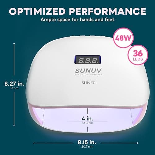 SUNUV LED UV Nail Light, UV Lamp for Gel Nails Polish with 4 Timer Settings, LCD Display Removable Base, SUN4S Pink thumbnail 7