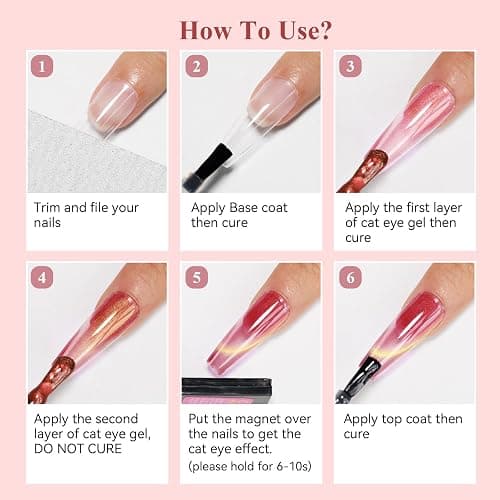 Bevimee Cat Eye Gel Nail Polish Set-10 Colors with Magnet Cats Eye Gel Polish Silver Pink Blue Jelly Glass Effect Crystal Glitter Cateye UV Kit Home Manicure DIY Nail Art thumbnail 7