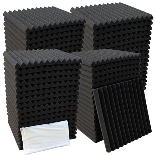 52 Pack Acoustic Foam Panel Wedge Studio Soundproofing Wall Tiles 12" X 12" X 1" - Black - Image 1