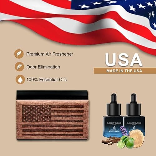AirPurelle Car Air Freshener with Metal Clip Wood Air Freshener, 90 Days Long Lasting Citrus Musk Scent, Includes 2x 8ML Refills, 0.54 FL OZ, Made in USA, Car Auto Accessories thumbnail 4