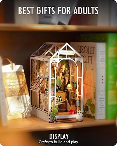 Rolife DIY Book Nook Kit Garden House, DIY Miniature Booknook Kit 3D Creative Decorative Bookend Bookshelf Insert 3D Puzzle for Adults, Halloween/Christmas Decorations/Gifts for Adults (Garden House) thumbnail 3