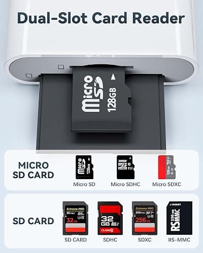USB-C SD Card Reader, Dual Slot for SD and MicroSD, Type C Adapter Compatible with iPhone 17/16/15, iPad, Laptop, Trail Camera Viewer, Plug and Play (2 Port (USBC SD+TF)) thumbnail 2