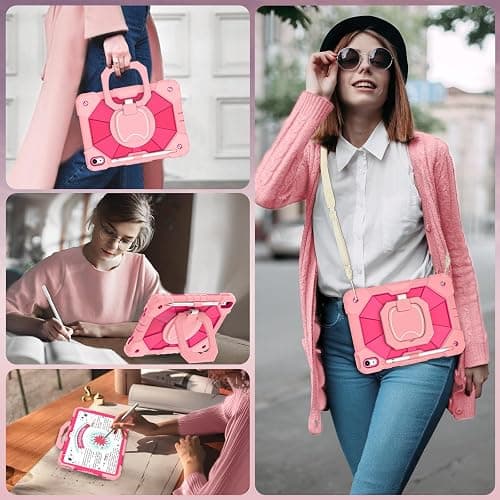 WESOROL Case for iPad (A16) 11th Generation 11 Inch (2025) iPad 10th Generation 10.9 Inch (2022),Full-Body Drop Protection i Pad Case 10th Gen with Rotating Stand Screen Protector Pencil Holder,Rose thumbnail 5