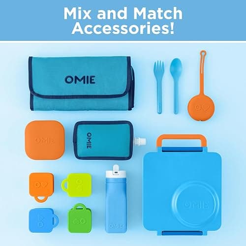 OmieBox Bento Box for Kids - Insulated Bento Lunch Box with Leak Proof Vacuum Insulated Food Jar - 3 Compartments, Two Temperature Zones (Blue Sky) thumbnail 10