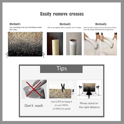 LTLYH 7x5ft Black and Gold Glitter Backdrop Happy New Year Eve Banner Decorations 2026 Gold Glitter Effect Backdrop for Birthday Party, New Year, Wedding, Glam Photo Booth Decoration 129 thumbnail 7
