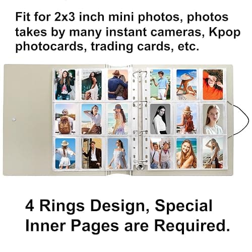 Hacaroa 2 Pack Photocard Binder 4 Rings with 50 Pages 450 Pockets, 2x3" Kpop Photo Card Holder Book A4 Binder, One Sided Card Sleeves Photo Album for Post Cards, Cards Collectors, 2 Colors thumbnail 4