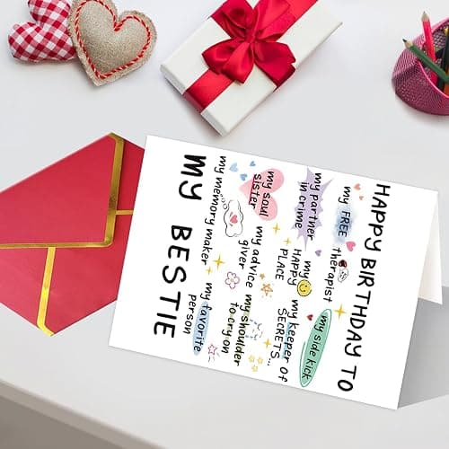 MQMRYeto Funny Birthday Card for Women Sister, Happy Bday Gifts for Bestie, Bestie & Friendship Birthday Card thumbnail 4