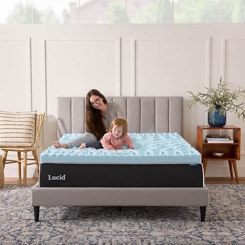 LUCID 3 Inch Gel Memory Foam Mattress Topper, Twin XL size – 5 Zones – Cooling Gel Infusion – CertiPur Certified Foam thumbnail 2