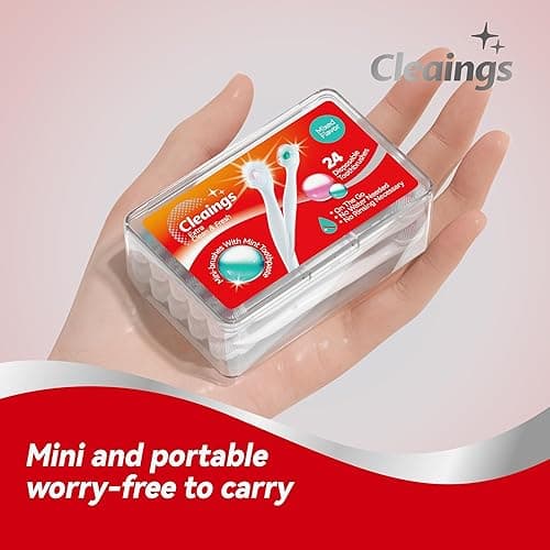 cleaings® Mini Brushes-Disposable Toothbrushes with Toothpaste and Pick for Work or Travel, 24 Count (Mint Flavor（Pack of 1）) - Mint Flavor（Pack of 1） thumbnail 7