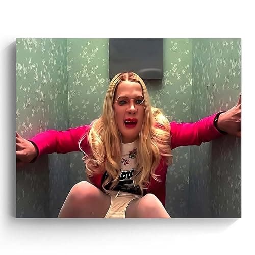 Funny Framed Canvas Wall Art Bathroom Decor Black Humorous Comedy Movies Poster White Chicks Oil Painting Modern Artwork for Living Room Dorm Wall Home Decoration (8x10inch) - Image 1