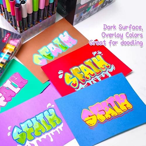 SFAIH Acrylic Creative Markers - 3mm Replaceable Nibs 24 Colors, Large Ink Capacity, Ultra-High Coverage, Non-Bleeding Water-Based Ink, Drawing Markers for Art Supplies, Wood, Fabric, Rock Painting thumbnail 2